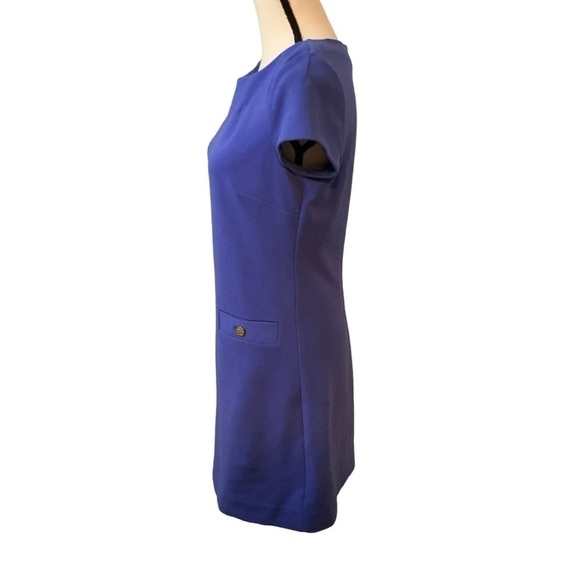 Lilly Pulitzer Blue Shift Dress Textured Sz S Flaw Zipper Pockets Midi - Picture 4 of 10